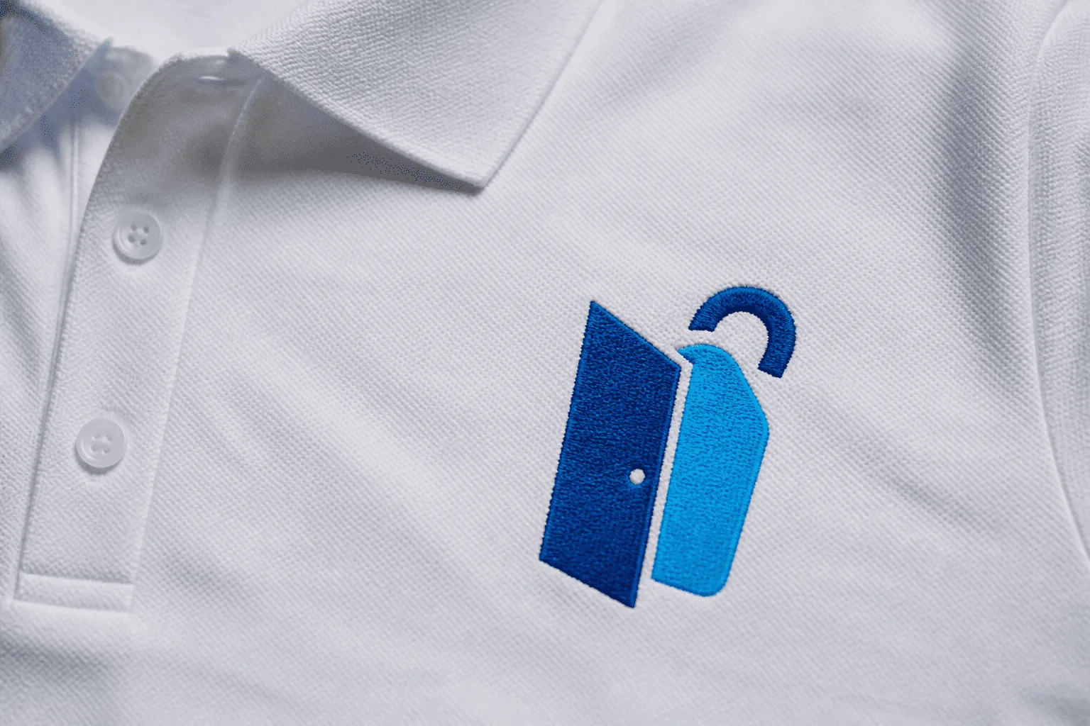 Embroidered polo shirts with custom logo for a local business