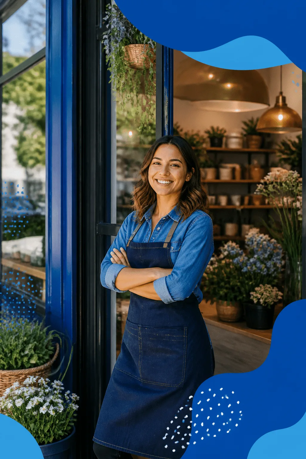 Local small business owner reviewing printed marketing materials