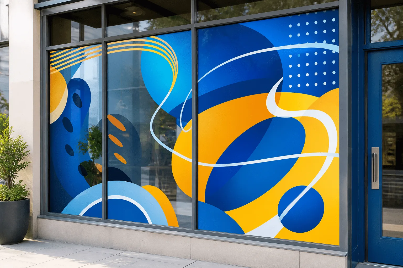 Custom vinyl window signage for a local retail shop